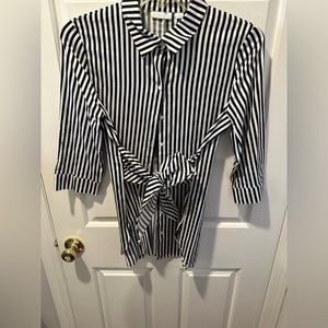 NY&C Striped Button down with waist tie
